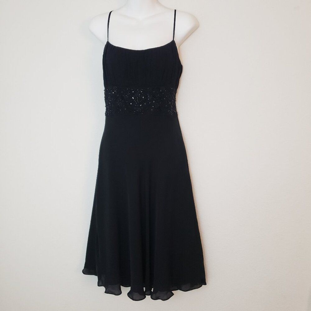 Ann Taylor Vintage Dress 6 Black Silk Beaded Elegant Formal Dark Fairy Whimsy